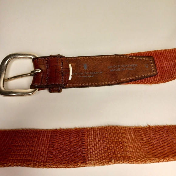 Martin Dingman Canvas/Leather Orange Belt - Picture 3 of 6